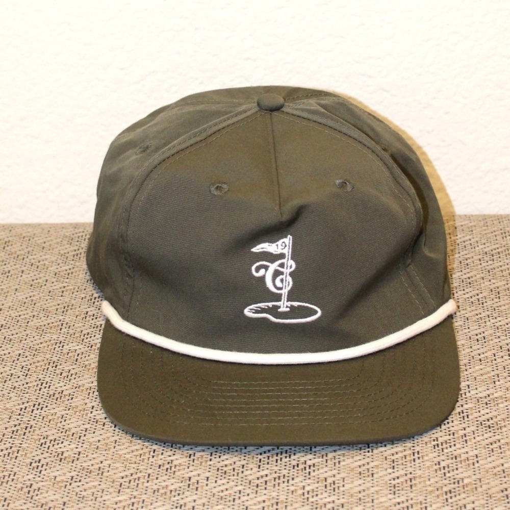 Criquet Golf Hat Mens OSFA Olive Green Excellent Rope Snapback Flag Cap